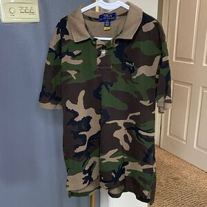 Polo by Ralph Lauren Green and Brown Camo Shirt